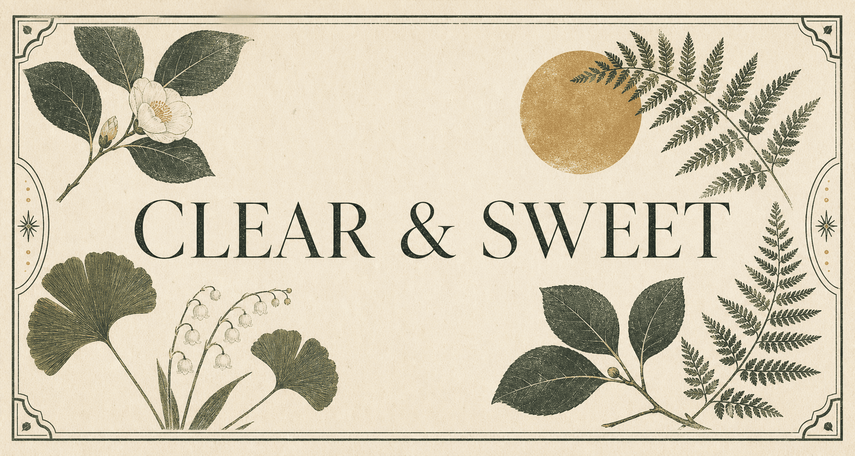 Clear & Sweet in a botanical print frame